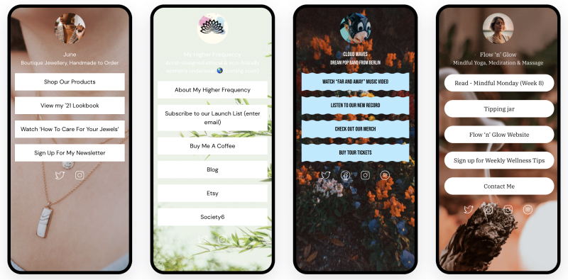 バイオソーシャルメディアコンテンツクリエーターツールのリンクツリーリンク