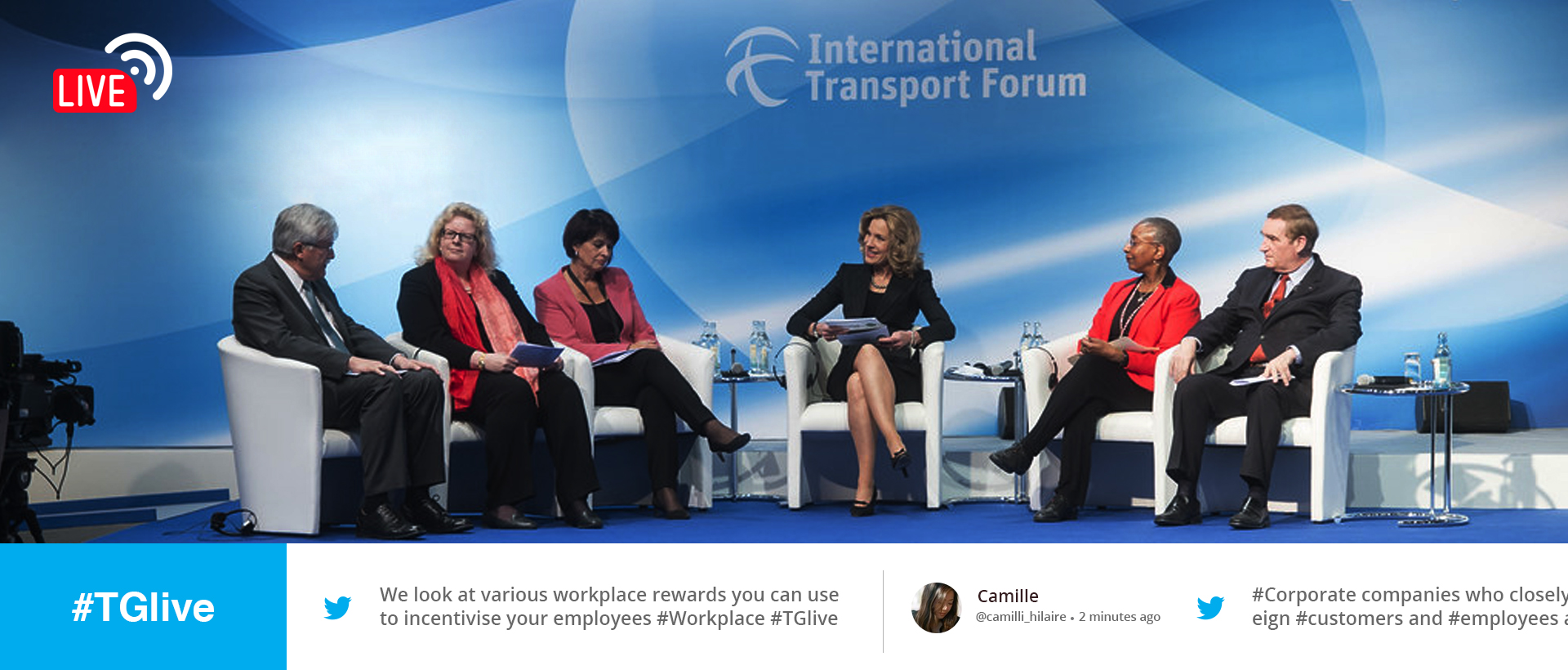 Ticker de mídia social em tempo real com transmissão de vídeo ao vivo