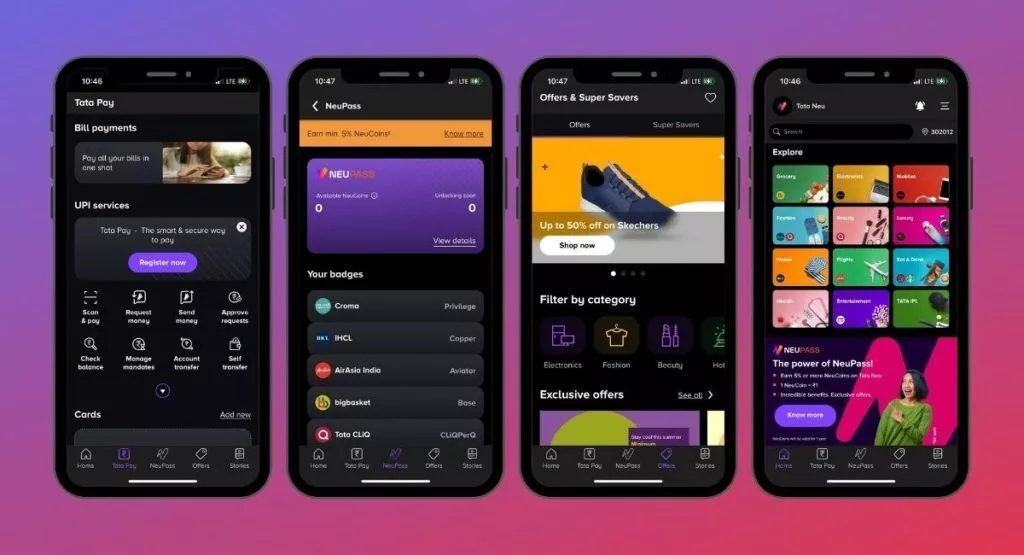 Tata neu mega Uygulama ekranları