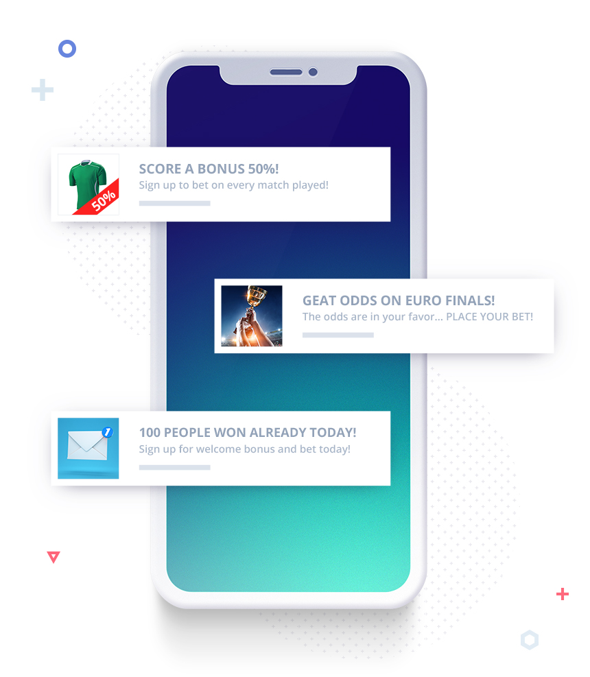 Пример push-рекламы для ставок на спорт и копия
