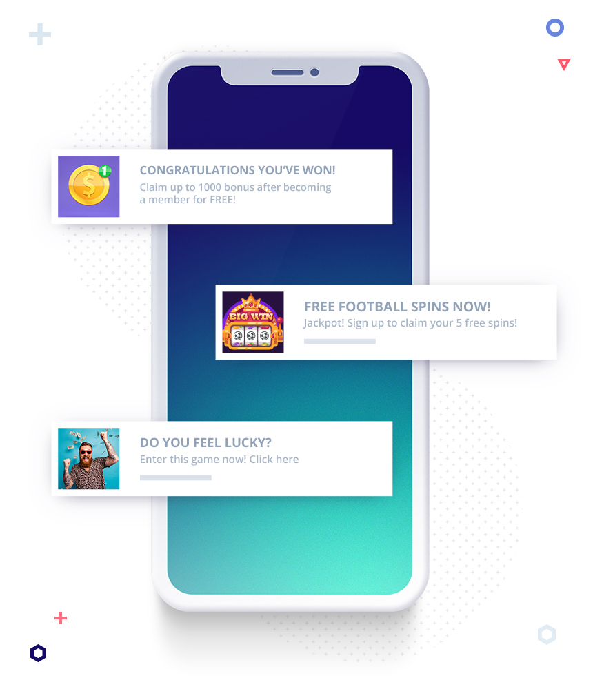 Пример push-рекламы азартных игр и копия
