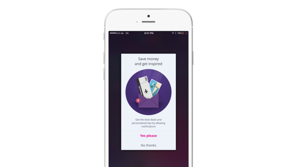 Momondo的推送提示