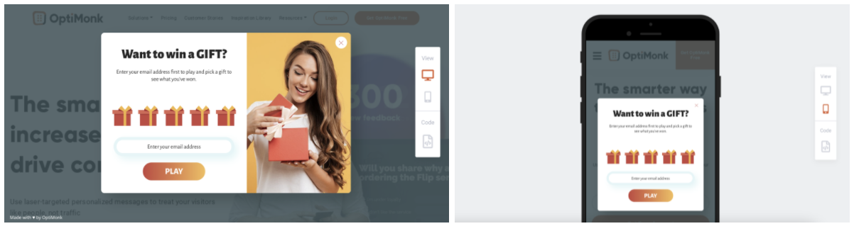 기존 팝업의 효과를 두 배로 늘리는 15가지 모범 사례 optimonk mobile desktop popup - 15 Best Practices to Double The Effectiveness of Your Existing Popups