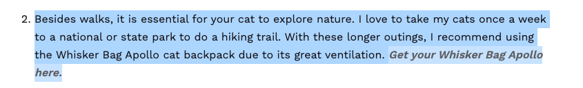 Contenuto della borsa dei baffi per educare i clienti