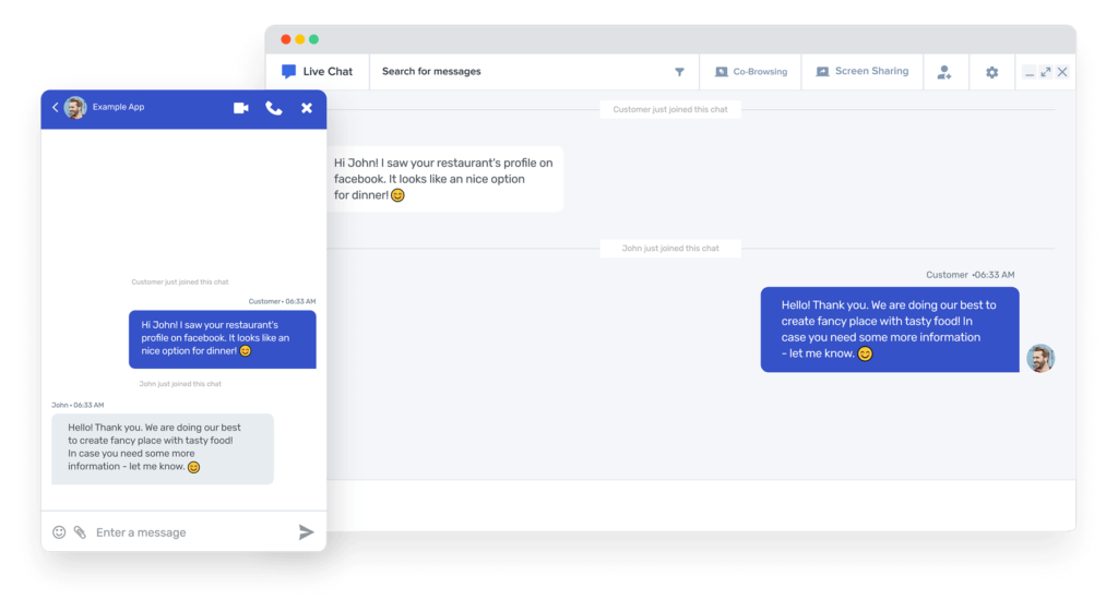 Acquire'ın canlı sohbet yazılımı