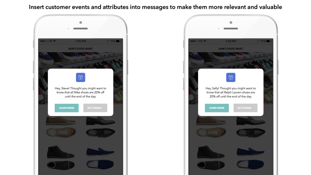 Вставка атрибутов клиентов и событий в сообщения