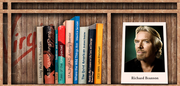 Richard Branson s-ar putea să te uimească cu raftul lui impresionant