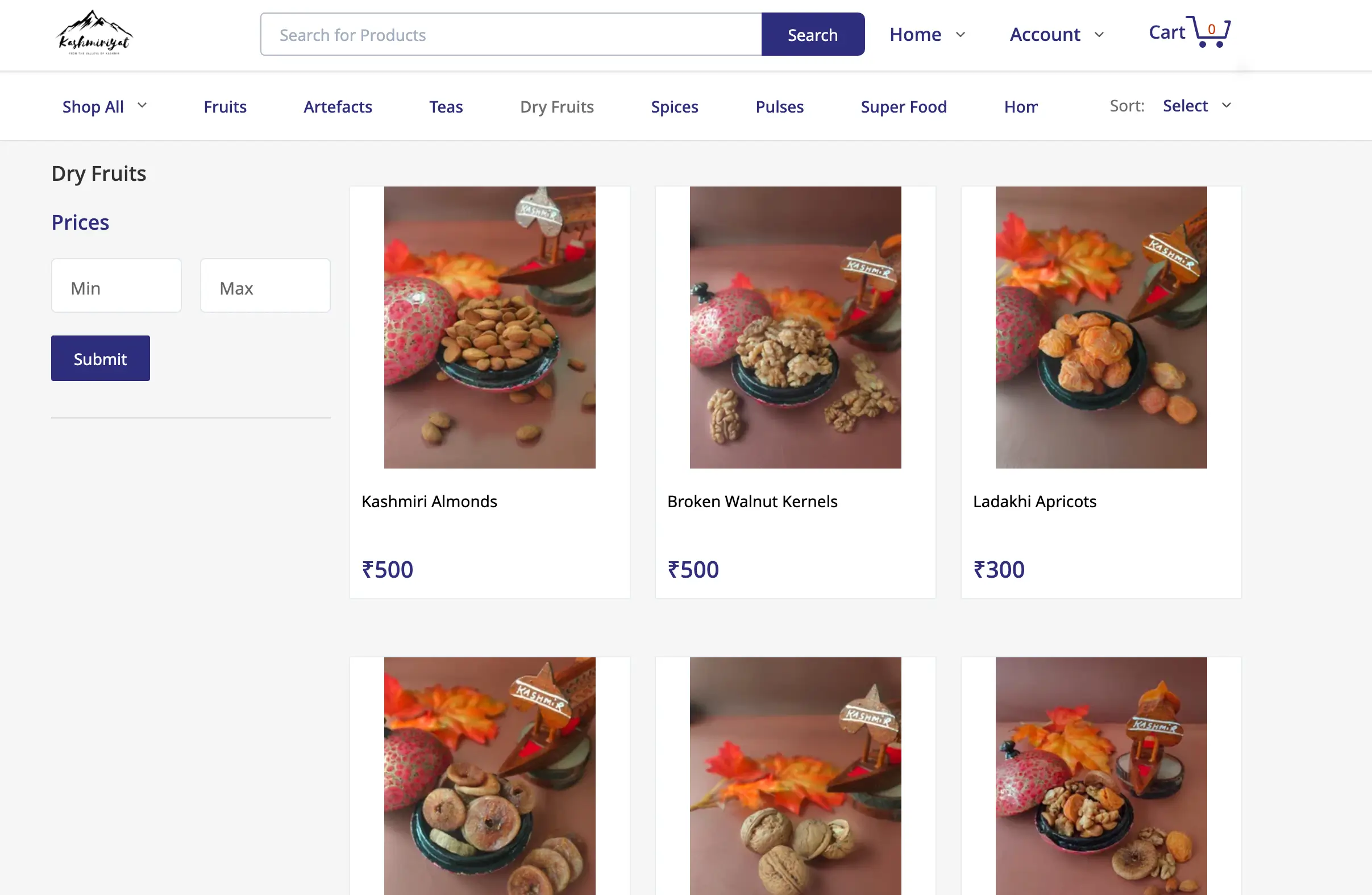 ร้านค้าออนไลน์ผลไม้แห้ง instamojo