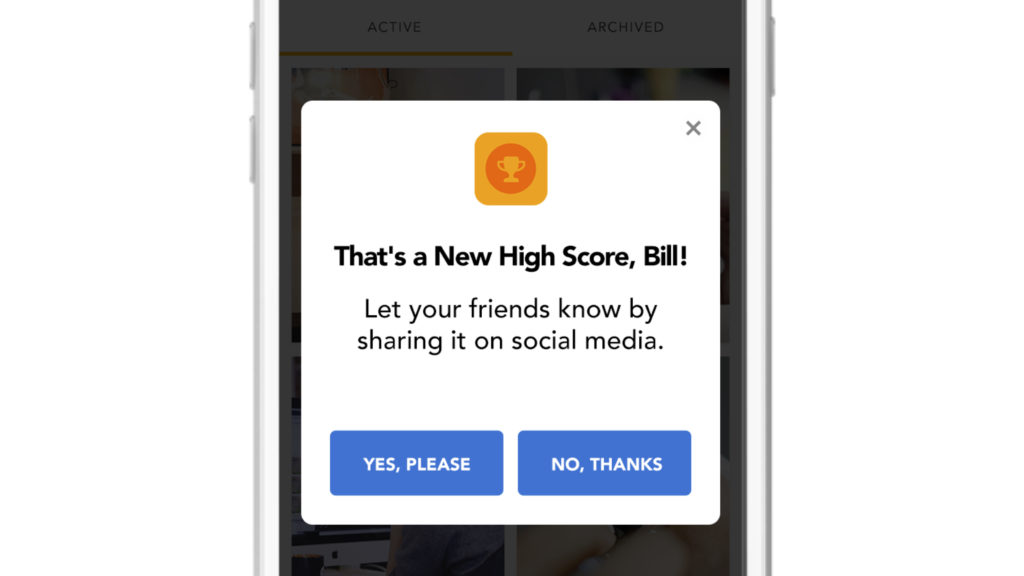 Message déclenché par le partage social