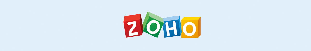 浅蓝色背景下的 Zoho 徽标