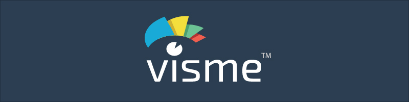 深蓝色背景下的 Visme 徽标