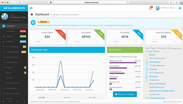 팔로우 해제 통계