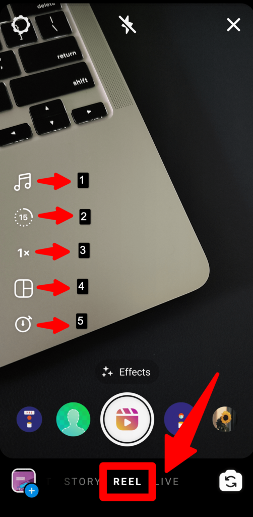 リールを作成する