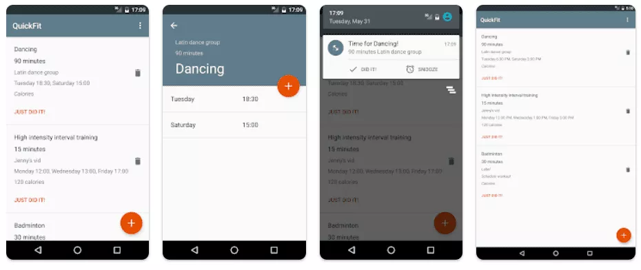Aplicația de antrenament Quick Fit