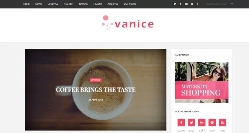 Vanice – Blogger-Vorlage im Magazinstil