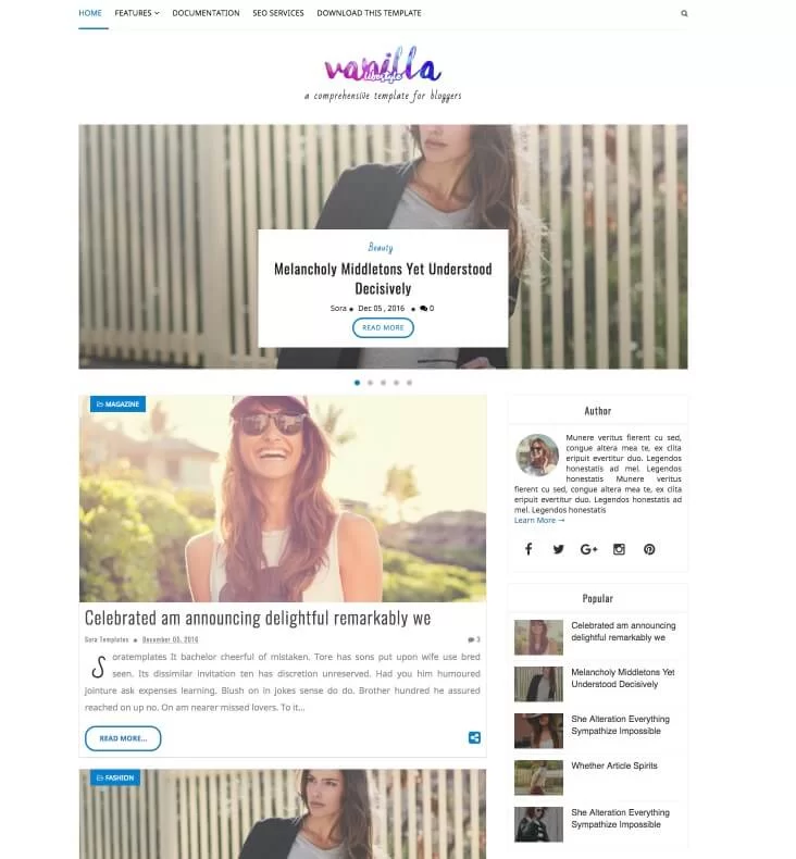 Vanille-Lifestyle-Blogger-Vorlage