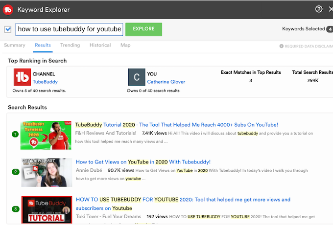 TubeBuddy-Schlüsselwort-Explorer 3