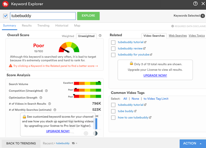 TubeBuddy-Schlüsselwortvorschläge