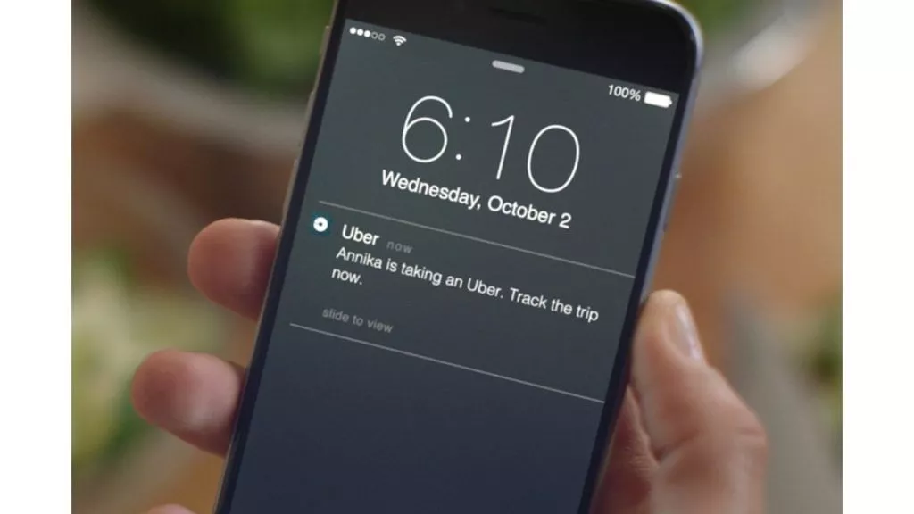 UBER App-Benachrichtigung