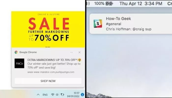 Push-Benachrichtigungen auf dem Desktop