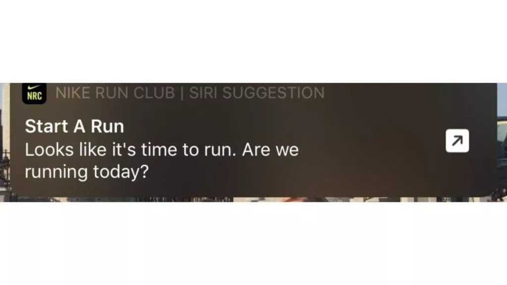 Nike Training Club App-Benachrichtigung