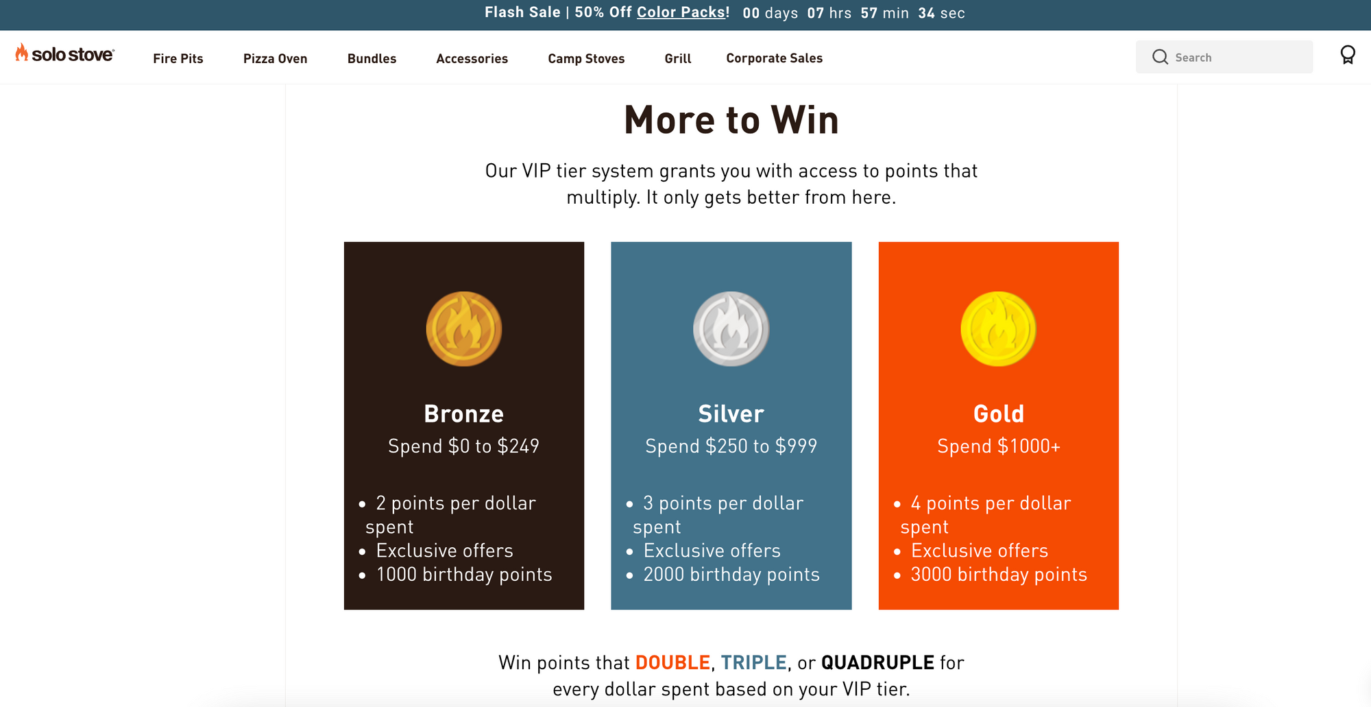 Come spiego il mio programma fedeltà ai miei clienti? - Pagina dei premi per l'accendifuoco di Solo Stove con il testo che dice "più da vincere"