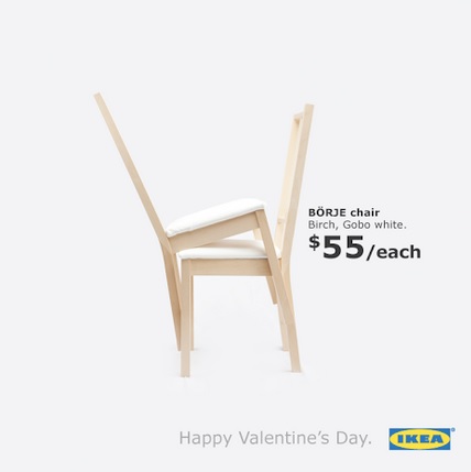 freche Ikea-Stühle Valentinstagswerbung