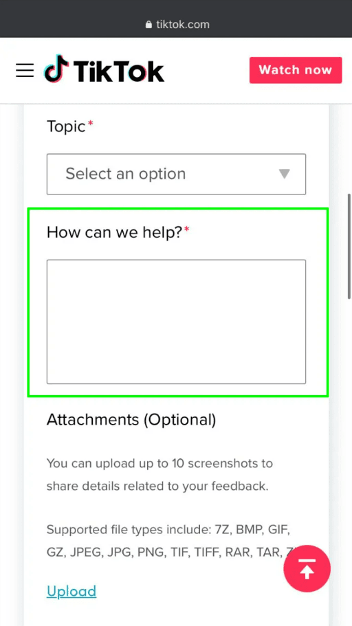 tiktokサポートに連絡する