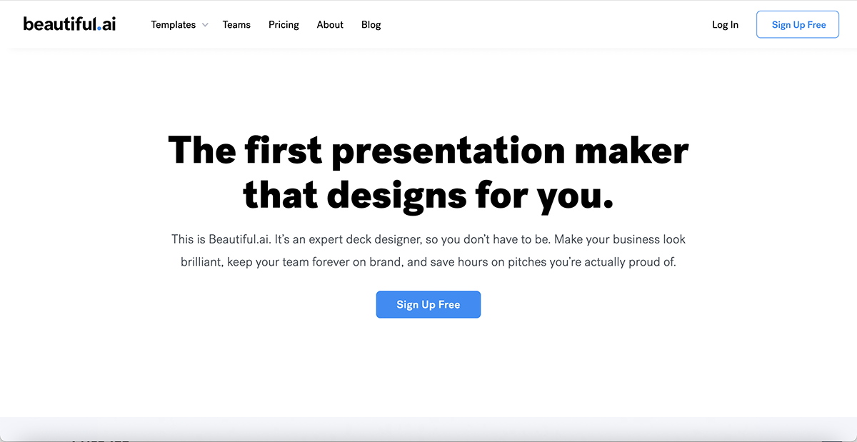 Beautiful.aiホームページのスクリーンショット。