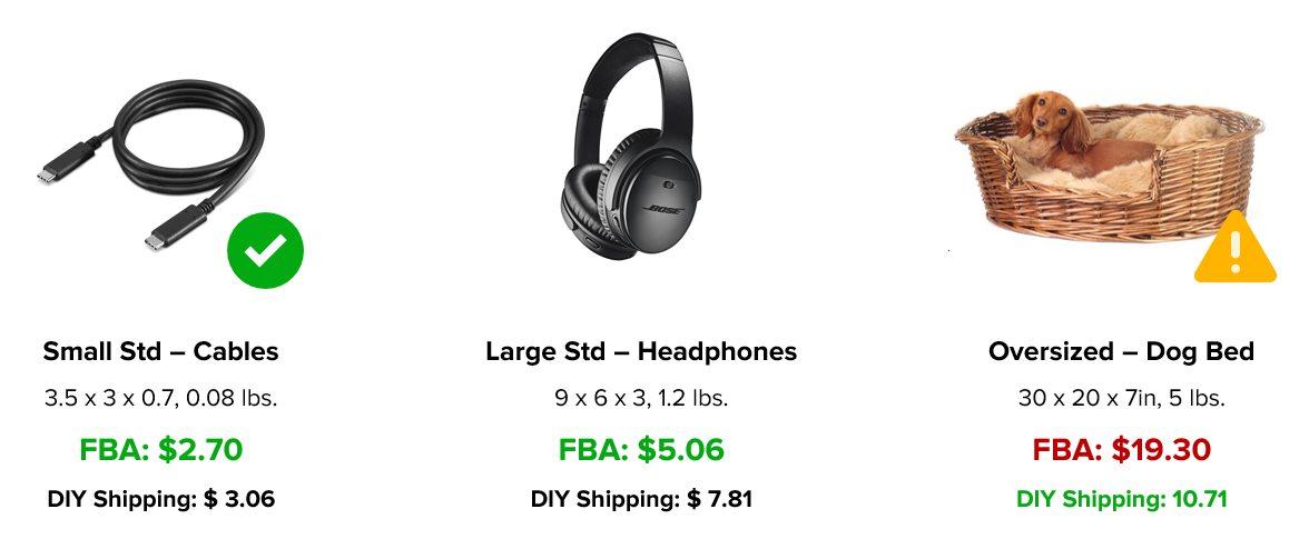 FBA are taxe de onorare a comerțului electronic lider în industrie pentru articolele mici, dar pe măsură ce produsele devin mai mari, devin rapid mai scumpe decât alternativele.