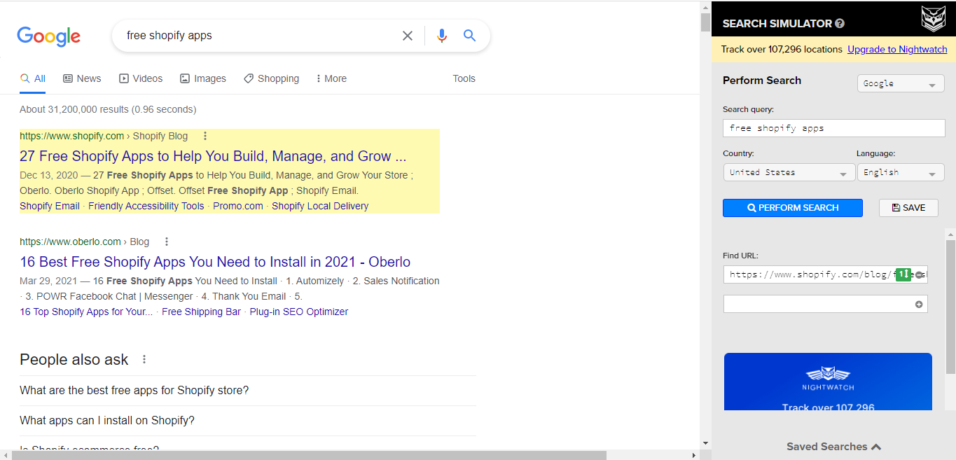 SEO Search Simulator بواسطة Nightwatch