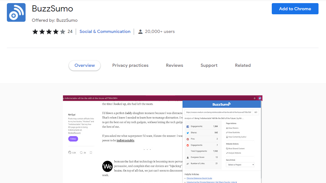 ملحق BuzzSumo كروم