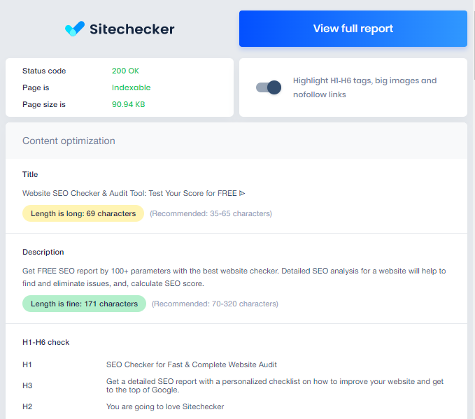 ملحق Sitechecker Pro SEO Chrome
