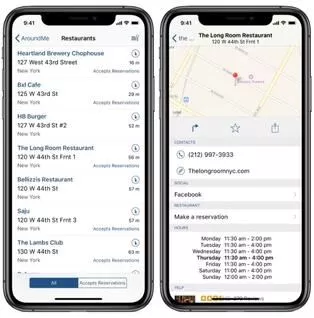 aroundme App-Oberfläche