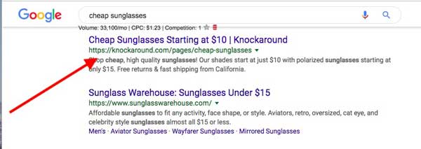 lokale suche organische liste seo