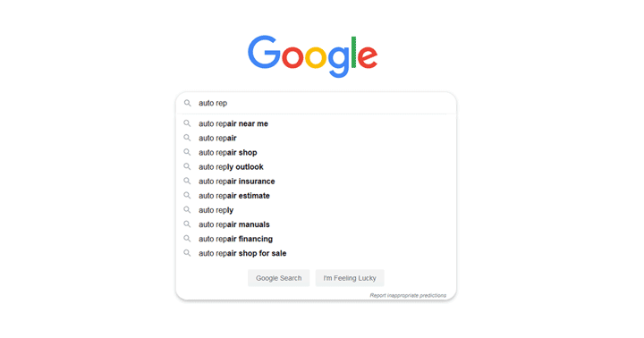 investigación de palabras clave sugerencia automática de google