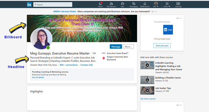 scheda introduttiva di linkedin ottimizzata