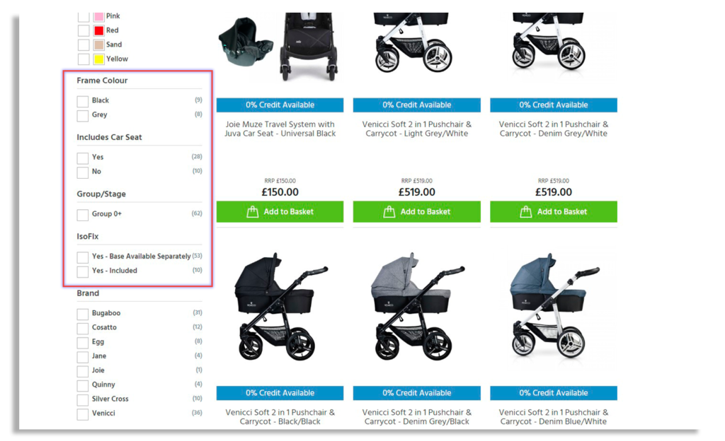 ベビーストアのフィルター