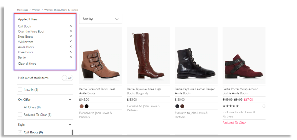 適用されたフィルター