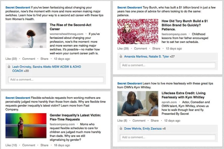 Marca secreta de desodorantes usando marketing en redes sociales Secret deodorant brand using social media marketing