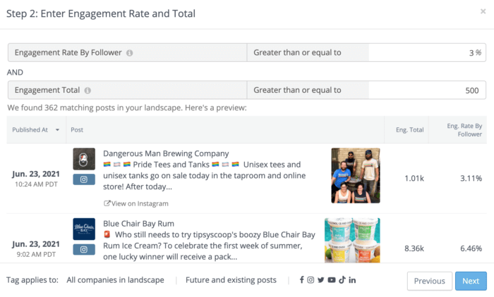 ป้อนอัตราการมีส่วนร่วมขั้นต่ำและเกณฑ์รวมสำหรับการตรวจจับการมีส่วนร่วมสูงโดยอัตโนมัติได้อย่างง่ายดาย