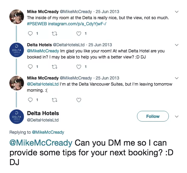Delta-Hotels auf Twitter